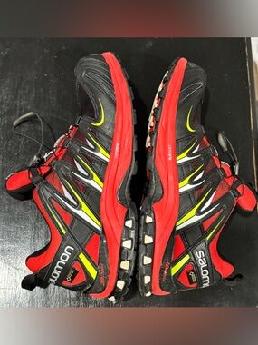 Salomon XA Pro 3D GTX Trail Running Shoes Mens US 9 Black Red Gore-Tex Contagrip